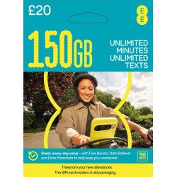 EE Pay As You Go £20 - 150GB Data, Unlimited Minutes, Unlimited Text