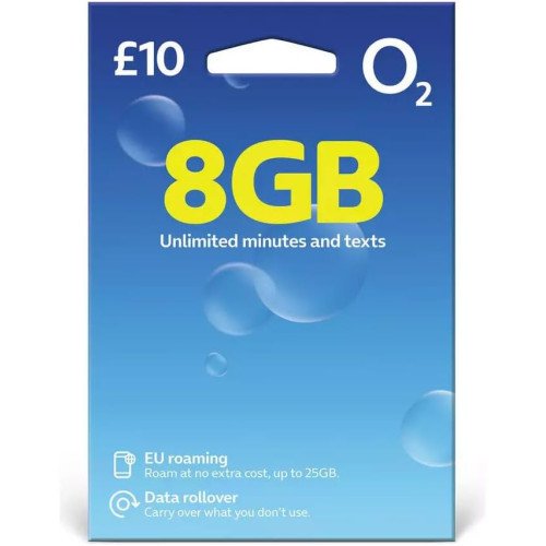 O2 Pay As You Go £10 - 8GB Data, Unlimited Minutes, Unlimited Text