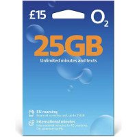 O2 Pay As You Go £15 - 25GB Data, Unlimited Minutes, Unlimited Text