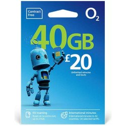 O2 Pay As You Go £20 - 40GB Data, Unlimited Minutes, Unlimited Text