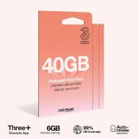 Three Pay As You Go £10 - 40GB Data, Unlimited Minutes, Unlimited Text