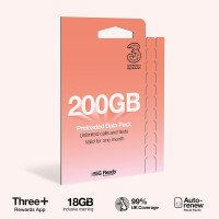 Three Pay As You Go £20 - 200GB Data, Unlimited Minutes, Unlimited Text