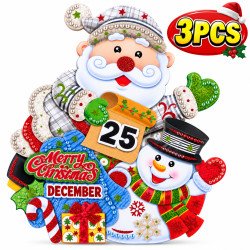 3Pcs Christmas Santa Snowman Glitter Wall Door Hanging Decor DIY Stickers