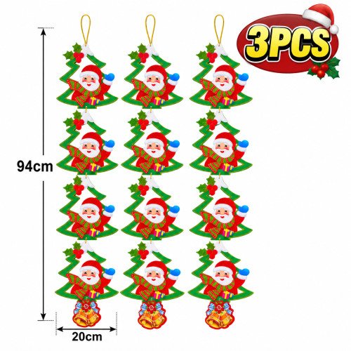 3pcs Christmas Glitter Santa Tree Hanging Decoration Wall Door Banner Xmas Ornament