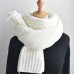 Scarf Women Winter Versatile Solid Color Thickened Woolen Knitted Scarf - White