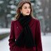 Scarf Women Winter Versatile Solid Color Thickened Woolen Knitted Scarf - Black