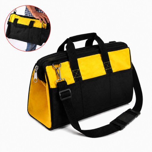 17" Tool Bag Double Layer Heavy Duty Storage Holdall Carry Case Yellow Black