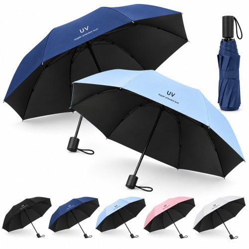 8 Ribs Manual Folding travel Folding Umbrella Windproof Compact Rain Sun Travel Color random