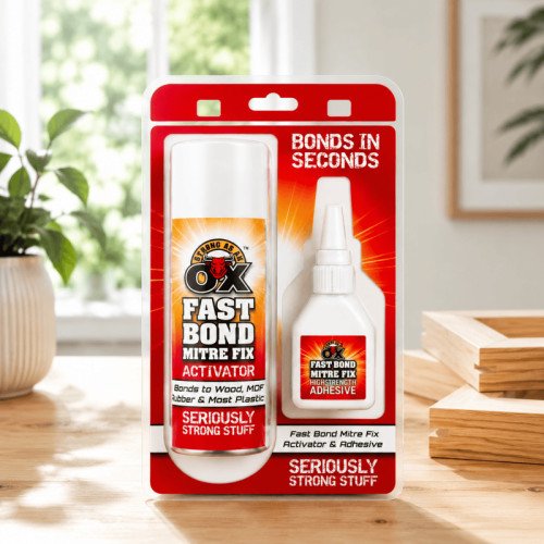 Mitre Fix Adhesive Activator Kit, Instant Fast Bond Glue for Wood MDF Plastic Rubber DIY Crafts and Home Repairs