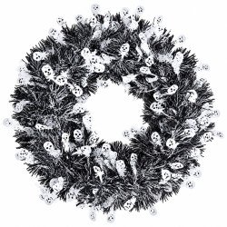 Halloween Wreath for Front Door, Spooky Artificial Door Wreath for Home, Porch, Party, Indoor Outdoor Halloween Decor