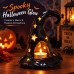 Halloween Witch Hat Tealight Candle Holder Ceramic Star Cut-Out Decor Black