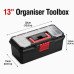 13 Inch Organiser Toolbox Storage Box with Compartments Workshop DIY Tool Case