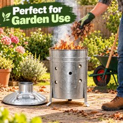 15L Galvanized Steel Incinerator Fire Bin Garden Waste Paper Burner Chimney Lid 15L Galvanized Steel Incinerator Fire Bin Garden Waste Paper Burner Chimney Lid
