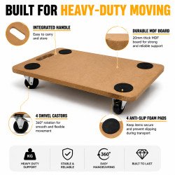 Heavy Duty Dolly Trolley 200KG Platform Moving Trolley Wooden Board 4 Wheels