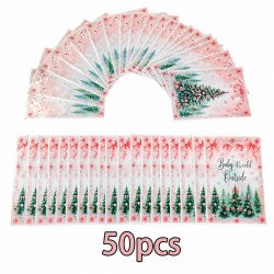 50pcs Christmas Gift Bags 18x25cm Pink Xmas Tree Plastic Party Loot Sweet Bags