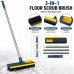 Long Handle Floor Scrub Brush with Squeegee Hair Cleaning Comb Stiff Bristle Brush Useful Cleaning Tool